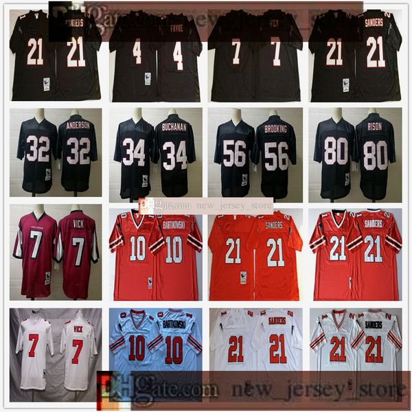 

vintage retro falconfootball jersey stitched 21sanders 7vick 10bartkowski 80rison red white black jerseys s m  xl xxl xxxl, Black;yellow