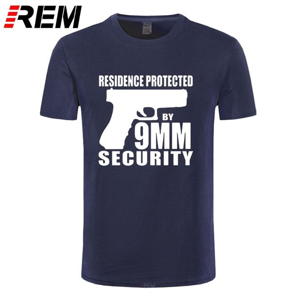 

sport rem boutique t-shirt fun men t shirt game pistol residence protected by 9mm security letter print tshirt 16 colors xs-3xl