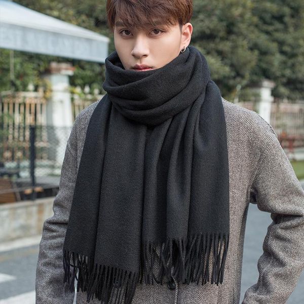 

scarves winter 100% wool scarf men thick wraps foulard for man cashmere echarpe pure warm comfortable neckerchief, Blue;gray