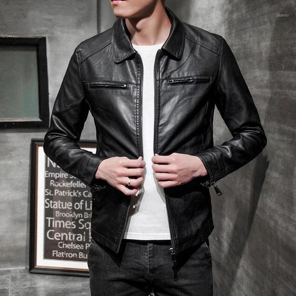 

chaqueta hombre motocicleta slim fit black chaqueta motera de piel hombre fashion bomber leather jacket mens moto veste hommes1