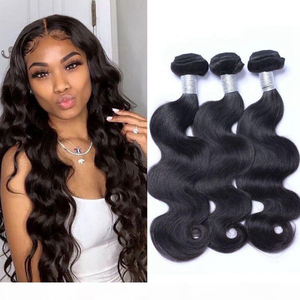 

body wave brazilian hair weave bundles 100% human hair bundles 3 bundles double weft non remy hair extensions, Black