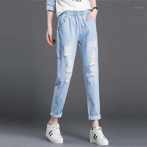 

summer ripped boyfriend jeans for women fashion loose vintage plus size jeans pantalones vaqueros mujer denim pants1, Blue