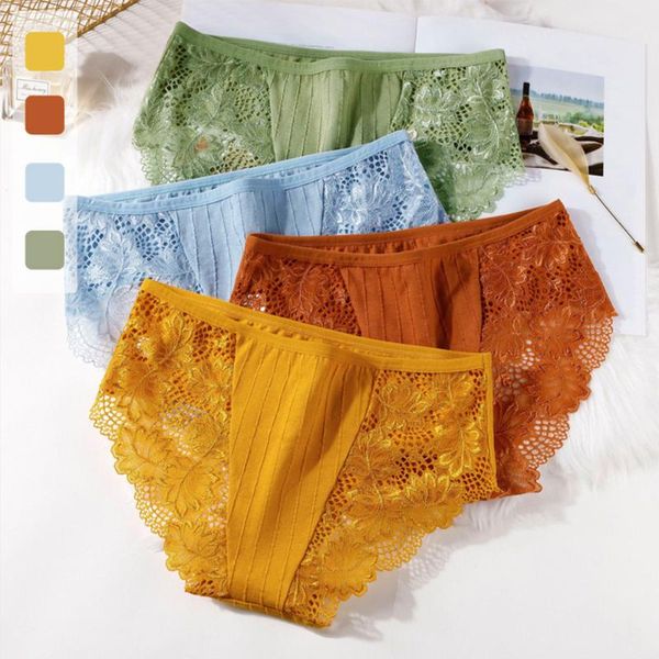 

1pc japanese style woman lace panties breathable hollow out briefs low-rise panties female underwear, Black;pink