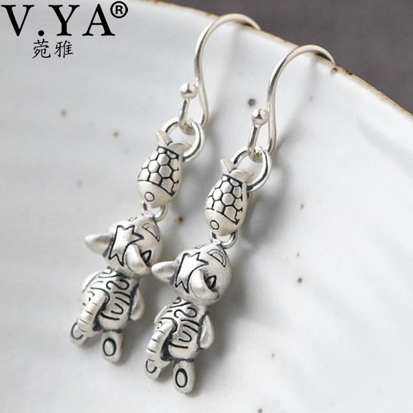 

dangle & chandelier v.ya 925 sterling silver vintage fashion cute literary earrings female small fish and kitten creative party jewelry