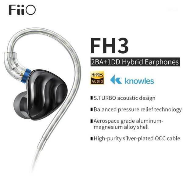 

new brand fiio fh3 triple drive in-ear hifi earphones with high resolution,bass sound, high fidelity for smartphones/pc1