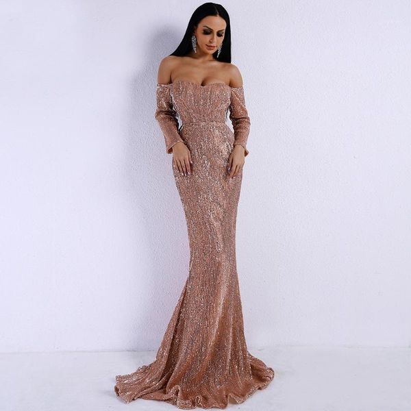 

2019 dress woman shoulder long sleeve strapless party1, Black;gray