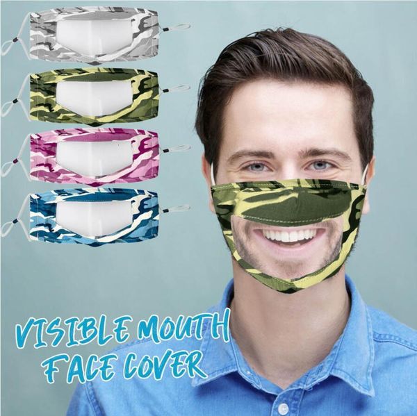 

deaf transparent pet mute camouflage lip masks anti-fog cotton mask camo visible mouth face cover cca12329 50pcsin stock