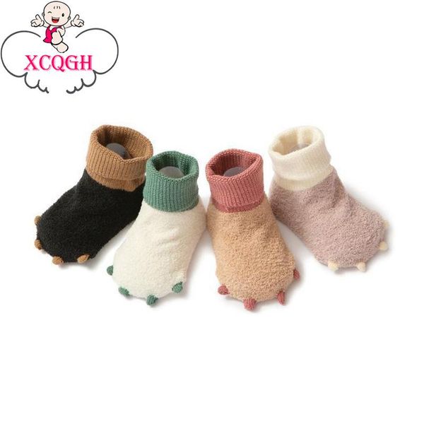 

socks xcqgh 1pair cat's shape baby cotton soft velet non-slip infant boy girl winter floor sock 0-24 month, Pink;yellow