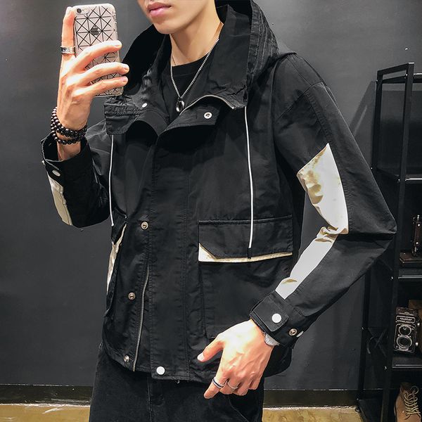 

2021 new janpan style bigger pocket spring autumn jacket men's streetwear clothes plus oversize m-5xl qer1, Black;brown