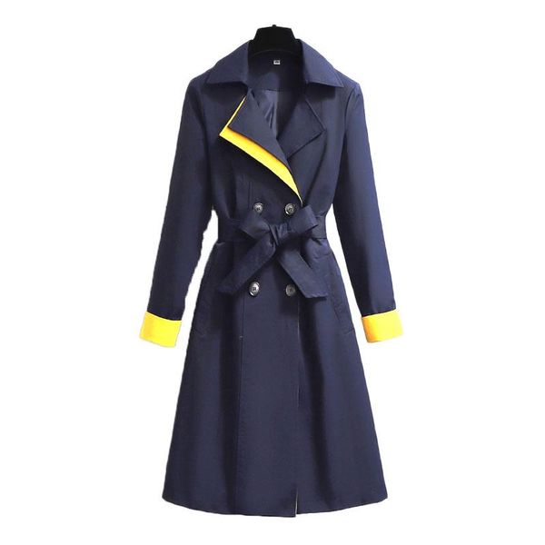 

new long windbreaker trench women fall popular design coat of england fashion outwear slim belt clothes, Tan;black