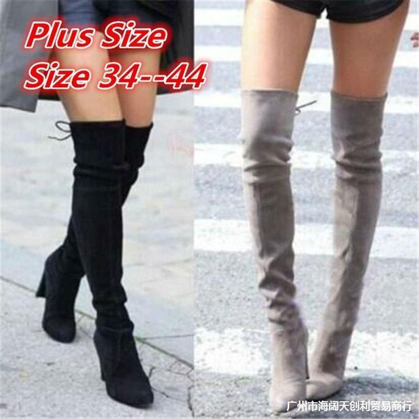 

женские сапоги большие 43 женщины колено высокие сапоги, Black