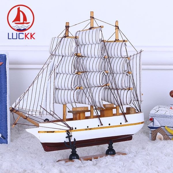 

luckk 24cm diy wooden ships white and dark red button home decoration accessories wood for crafts sailing model kids gift