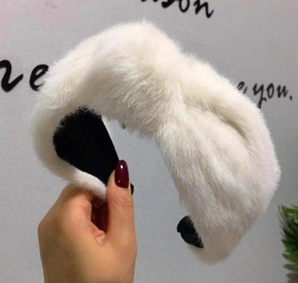 

winter thick furry hairbands warm wide faux fur plush head band bezel lamb wool hair band women's h jlljxw mywjqq, Slivery;white