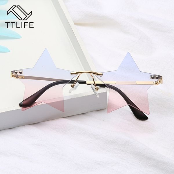

women new ttlife fashion star shaped sunglasses rimless sun alloy frame eyewear clear lens glasses gafas de sol mujer5