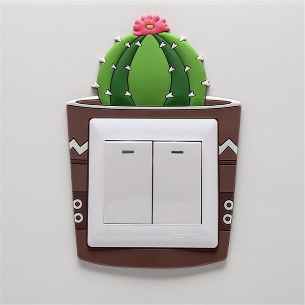 

wall stickers cartoon cactus luminous switch cover glow in the dark socket sticker decorative