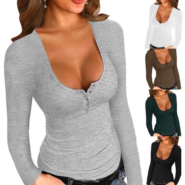 

women fashion solid color long sleeve round neck slim-fit base, White