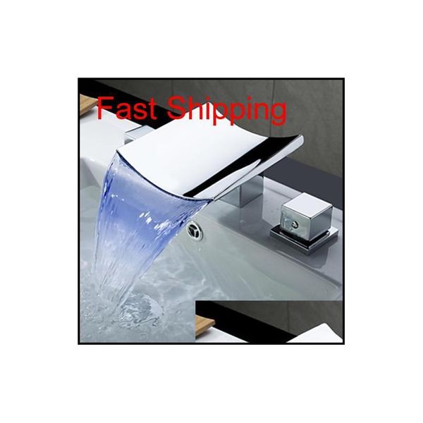 

wholesale- superfaucet bathroom faucet waterfall,led waterfall faucet,sink faucet waterfall,water tap led tempera jllbca bdebag