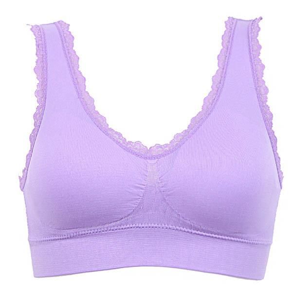 

new arrival women casual female solid lace fitness bra padded bra crop stretch vest, Black;white
