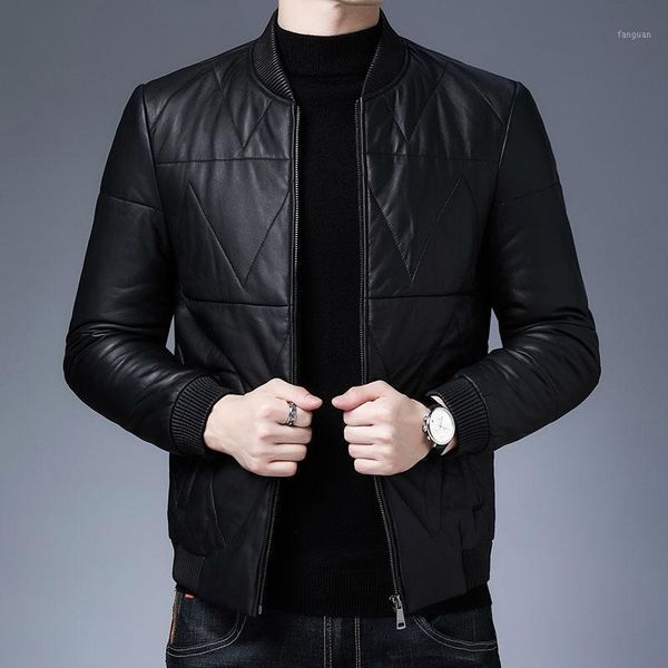 

sheep skin leather leather men winter down jacket collar middle-aged warm fur coat 0066 short jacket1, Black