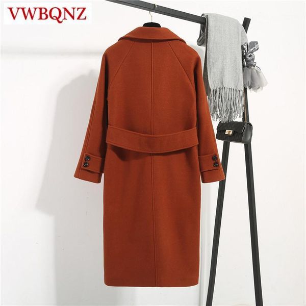

autumn winter women warm thick wool jacket coat korean loose solid big pocket female long coat high-grade casual woolen jackets1, Black