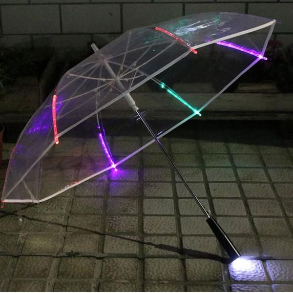 

led light прозрачный unbrella для окружающей среды подарочные сияющий светящиеся зонтики партия активность реквизит длинные ручки зонтики jl