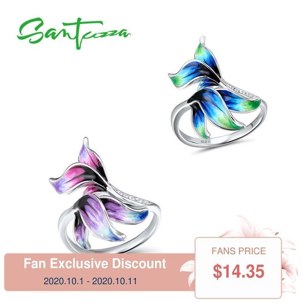 

santuzza silver ring for woman purple/green leaves 925 sterling silver rings natural stone fine jewelry handmade enamel 201006, Golden;silver