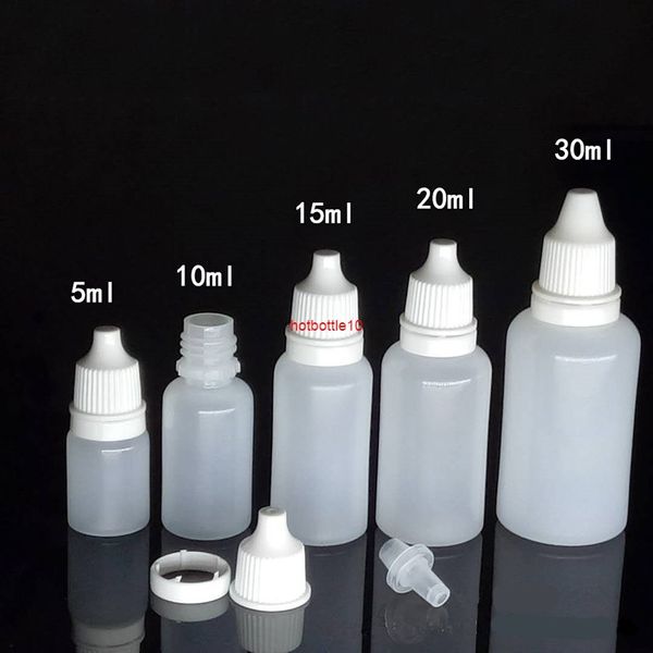 2ml 5ml 10ml 15ml 20ml 30ml 50ml bottiglia d'acqua goccia di plastica vuoto olio essenziale imballaggio contenitore contagocce liquido spedizione gratuita