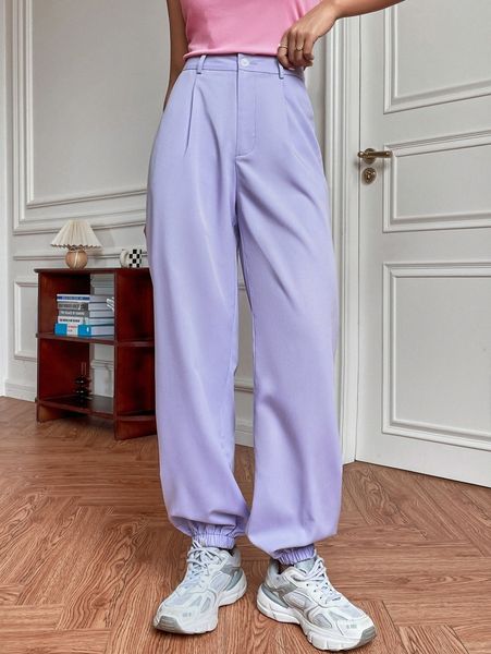 

fold pleated carrot pants g32h#, Black;white