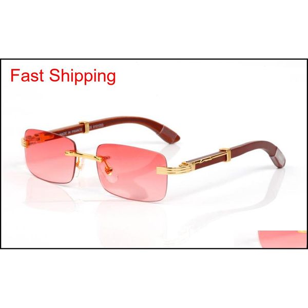 

buffalo horn glasses wood sunglasses for men new fashion bamboo wood frame brown clear lenses rimless sunglasses with jni6r, Black