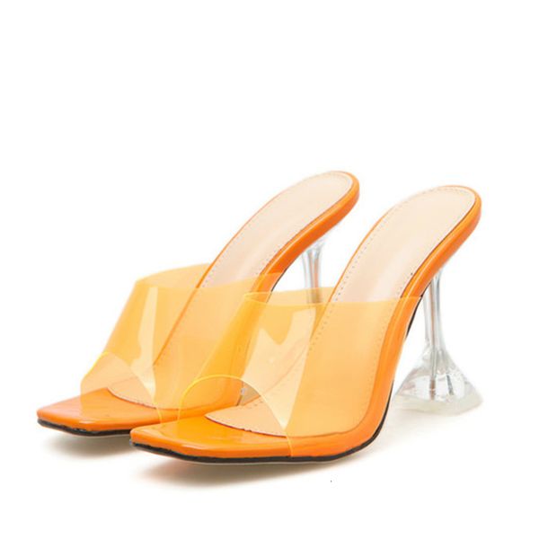 

2021 women sandals high heels ladies fashion slippers plus size square toe transparent pumps new summer shoes comfort p2ze, Black