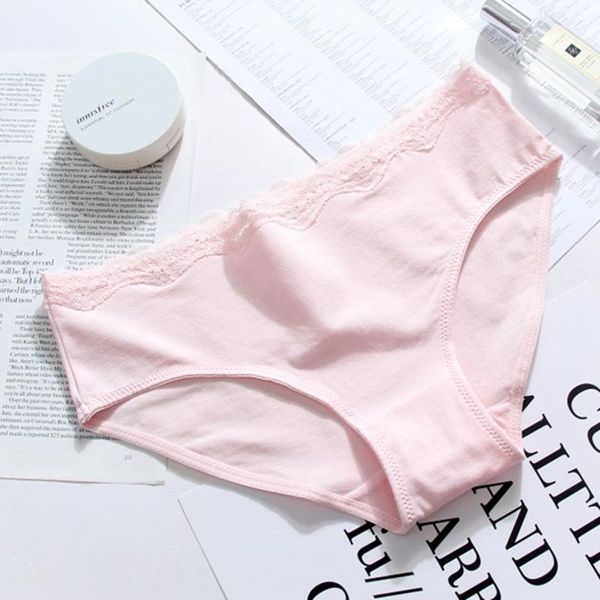 

ladies comfortable cotton underpants briefs lace edge comfortable soft breathable underwear briefs a19242, Black;pink