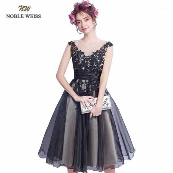 

noble weiss short prom dresses 2019 appliques vestido de formatura knee-length back a-line party dress custom size1, White;black