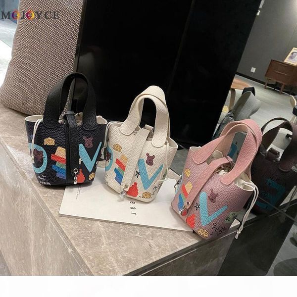 

women graffiti crossbody bag classic texture delicate creative design chic leather female fashion mini totes shoulder handbags