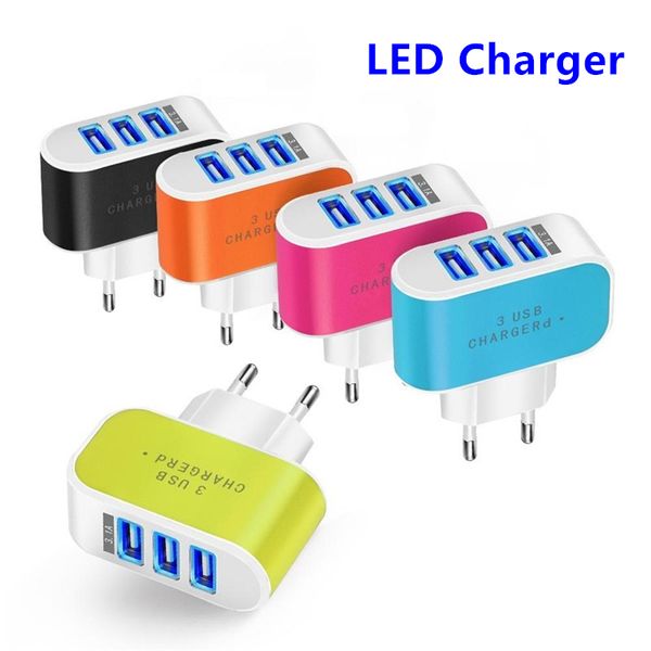 

3 usb wall chargers 5v 3.1a led adapter travel convenient power adapter with triple usb ports for mobile phone