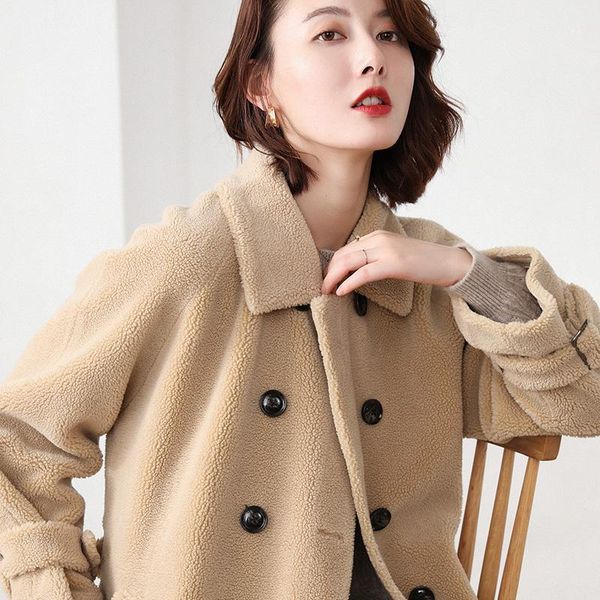 

bareskiy women's knit lapel cashmere coat women's solid color turtleneck coat long sleeve warm 2019 new jacket1, Black