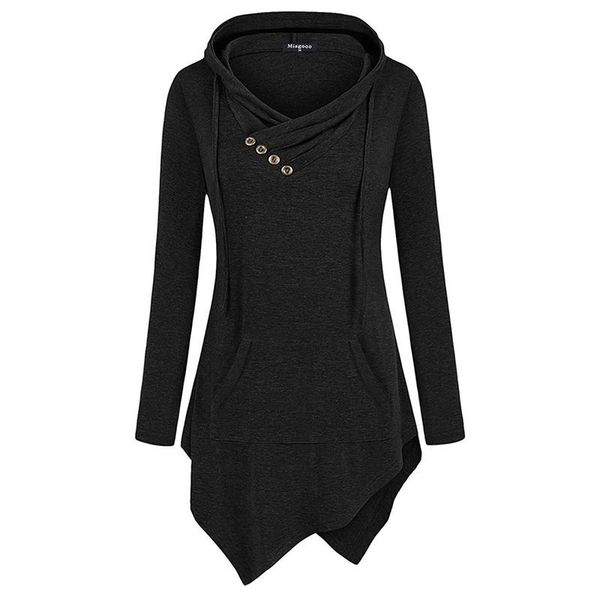 

sisjuly casual plus size black gothic streetwear women hoodies loose hooded plain asymmetric female autumn sweatshirt y200610