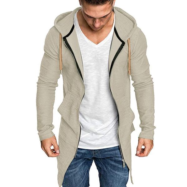 

men autumn casual cotton blend splicing hooded solid trench coat jacket cardigan long sleeve outwear blouse jul16, Black;brown