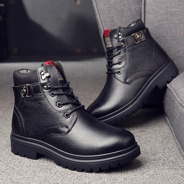 

2020 new autumn and winter ultra warm men's winter leather men's waterproof rubber snow boots casual boots shoes1, Black
