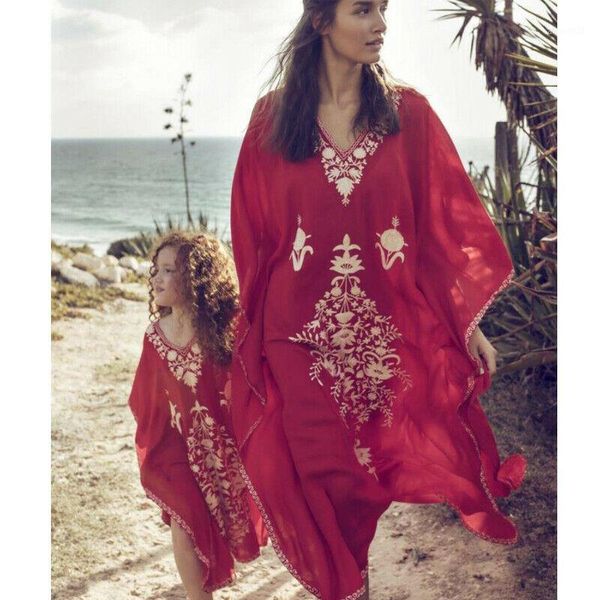 

women's swimwear mother daughter caftan dress kaftan boho maxi beach bikini cover up long summer /21, White;black