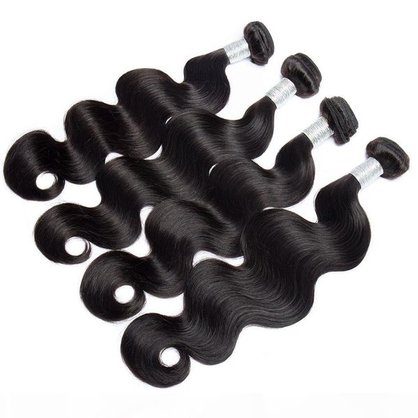 

missy virgin hair wave brazilian body hair bundles extensions natural color dyeable bleachable unprocessed 4pcs lot, Black