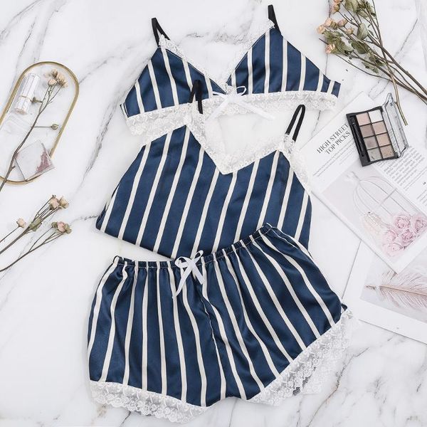 

sleeveless womens pajamas set lace lingerie nightwear underwear 3pc suit pajama sets for women pijama mujer lw kg-146, Black;red