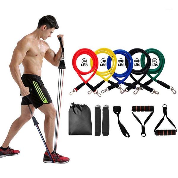 

11 pcs fitness latex resistance bands body training exercise yoga tubes pull rope rubber fitness equipment pilates chest workout1