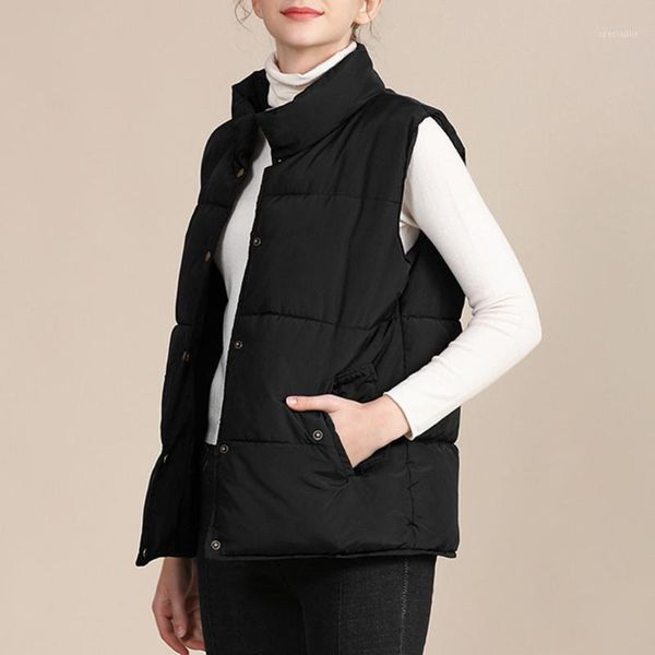 

women plus size cotton vest women autumn stand-up collar sleeveless cotton vest jacket female winter warm1, Black;white
