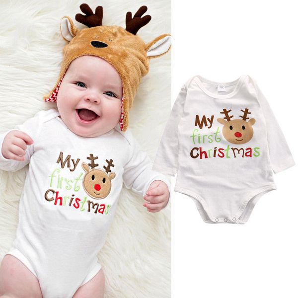 Neueste Baby Kleidung Mädchen Strampler Neugeborene Overall Cartoon Deer Elch Designer Kinder Kleidung Junge Outfit Weihnachten Kostüm A121 201027