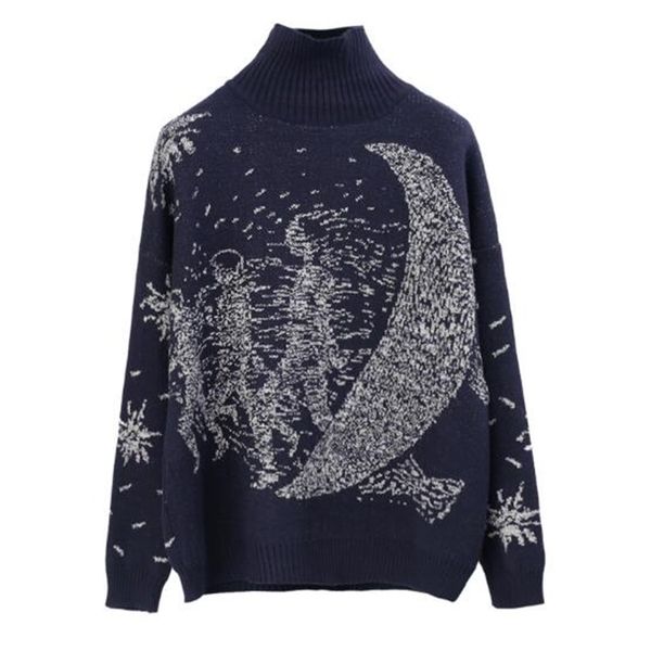 

2021 new high goal shirt women winter gross wool runway project galaxy occasional moon of great dimensions malha pull femme wvr3, White;black