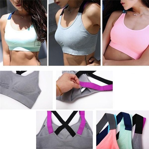 

women's vest solid color short fitness quick drying slim casual shockproof cross bandage ladies seamless vest1, White