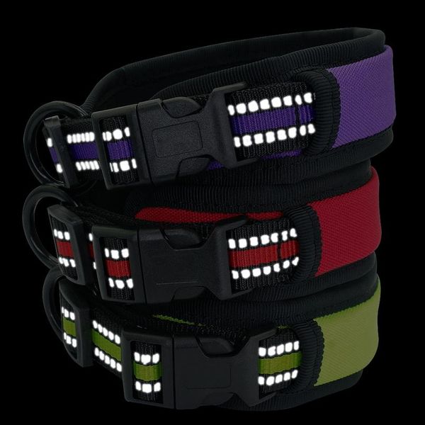 

wide nylon dog collar soft padded reflective pet dog collars adjustable for medium large dogs pitbull french bulldog pu wmtufa