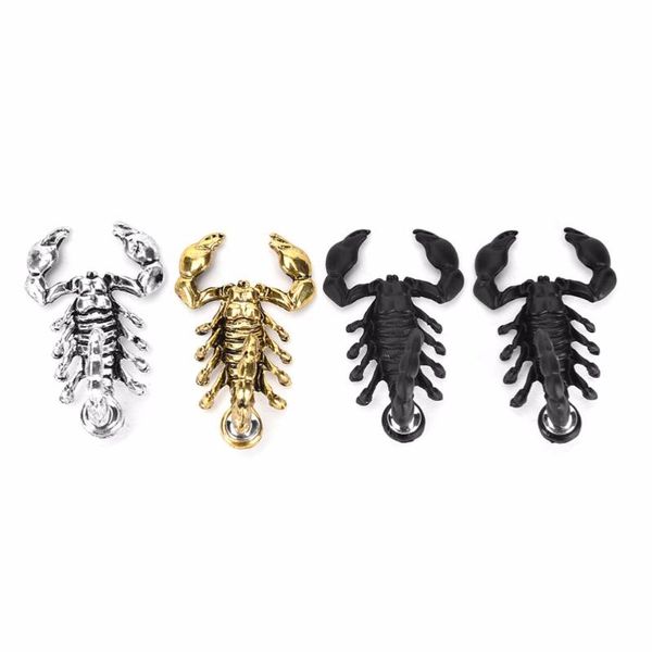

new arrival 1 pcs fashion ancient men women 3d animal metal scorpion ear stud earrings ca, Golden;silver