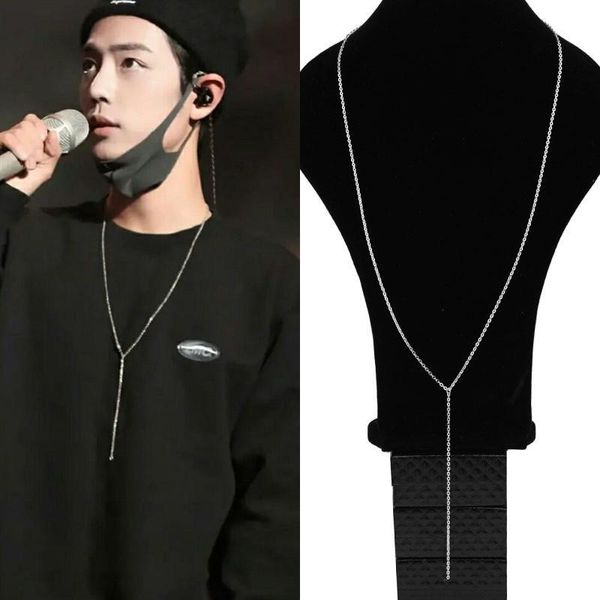 

chains korean stars kpop 316l stainless steel long necklace chain single o design neckless women men jewelry, Silver