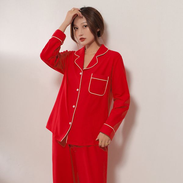 

red pure colour define autumn korea's long sleeve elegant female sleepwear 99110 pajamas c9bf, Black;brown